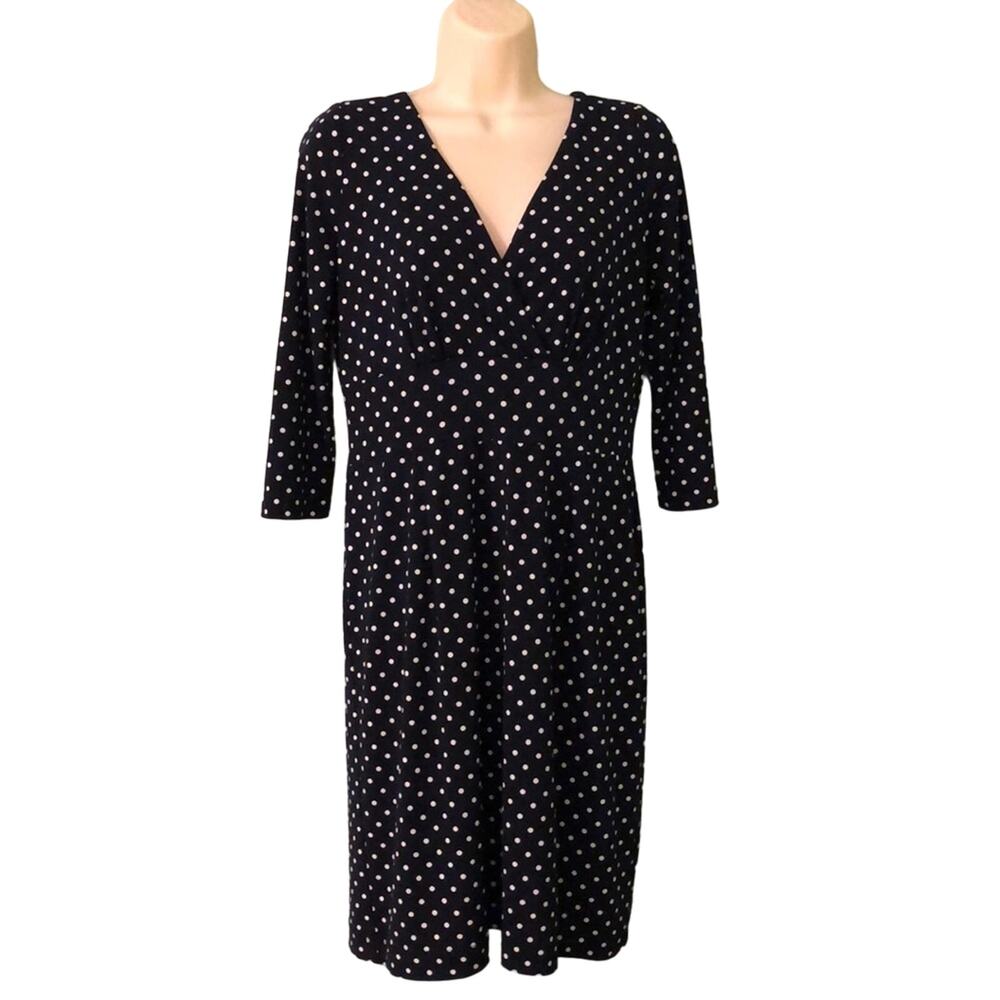 Clara sun woo Navy & White polka dot Knit Dress Woman's Small